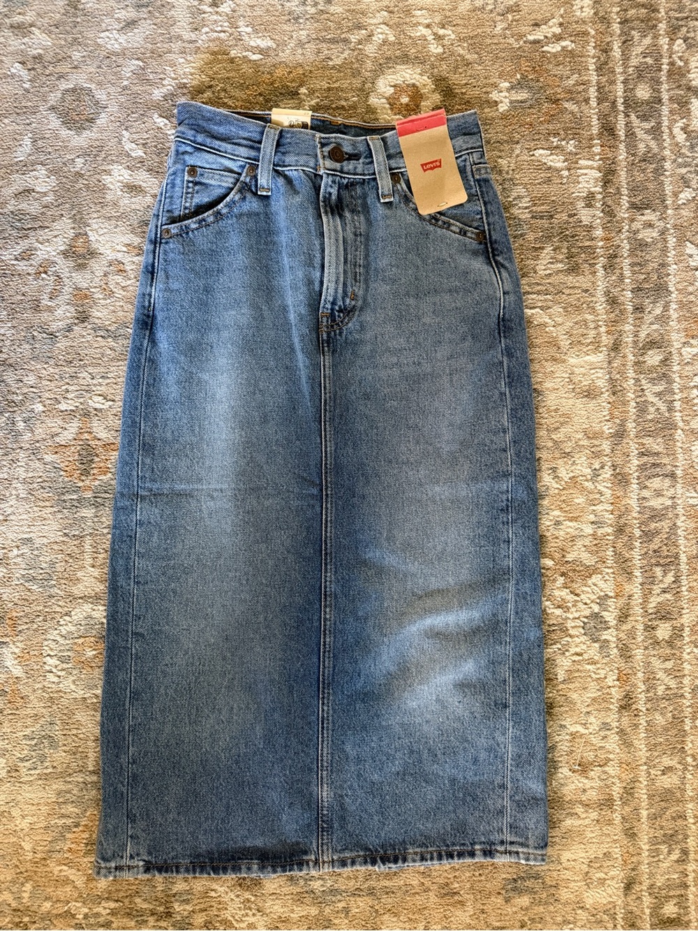 Levi's Midi Blue Denim Skirt - Classic Mid Wash